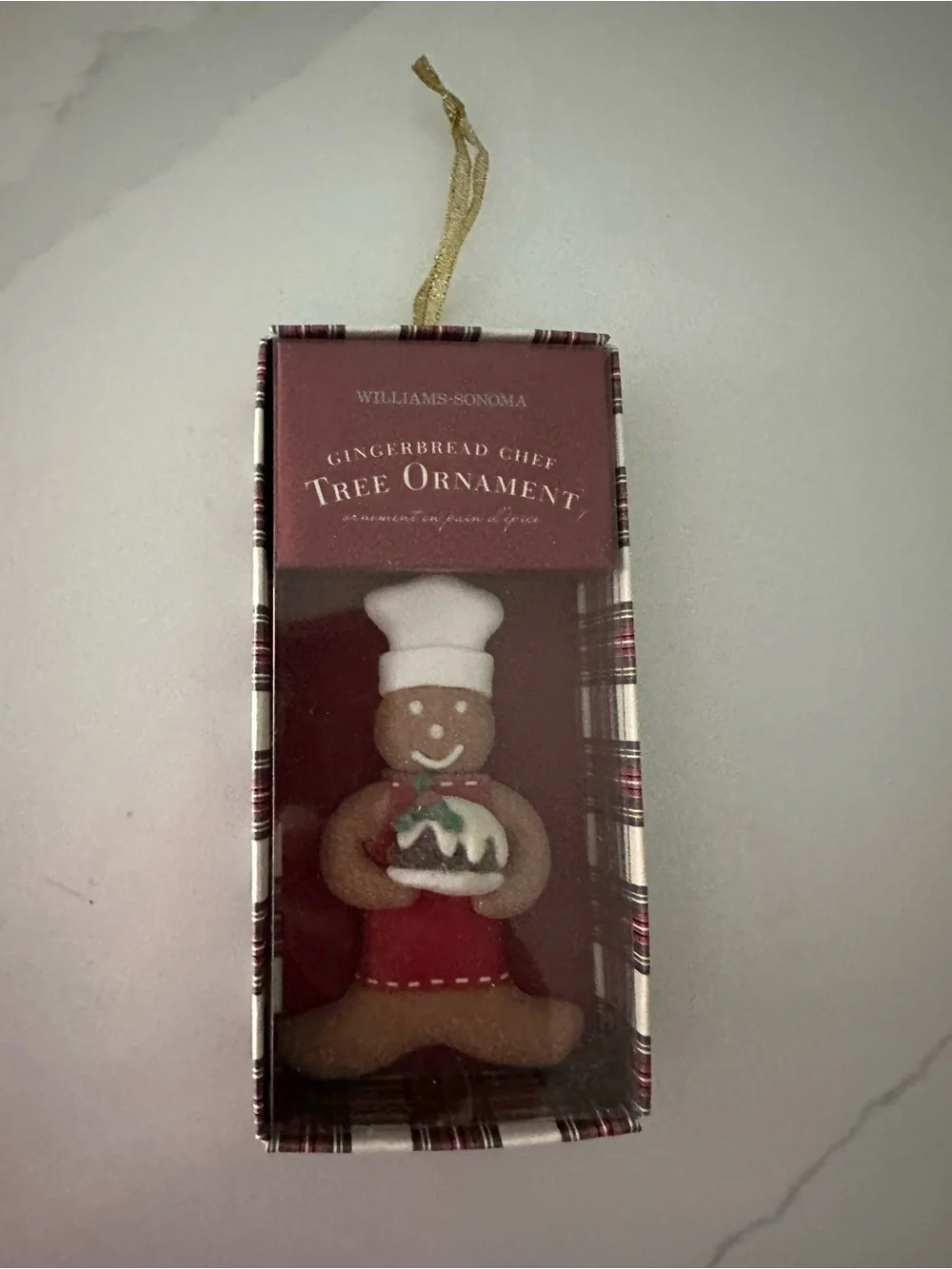 Williams Sonoma Gingerbread Chef Ornament in Brown, Red & White